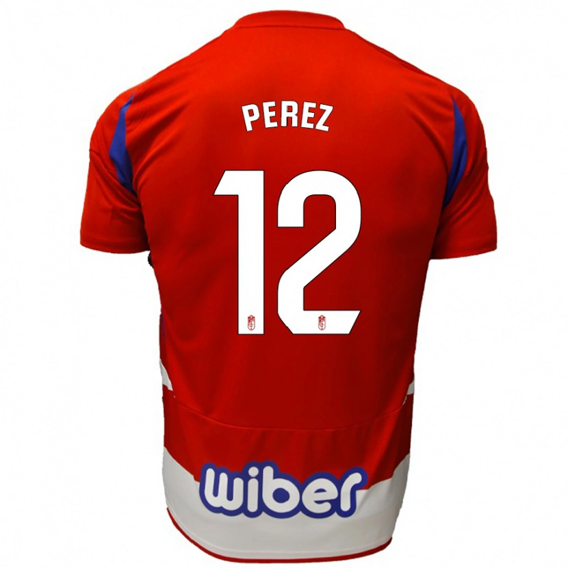 Danxen Mænd Alba Pérez #12 Rød Hvid Blå Hjemmebane Spillertrøjer 2024/25 Trøje T-Shirt