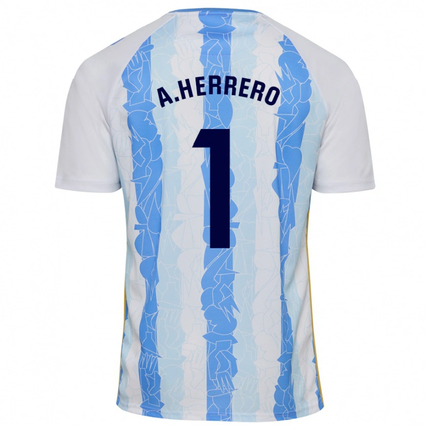 Danxen Mænd Alfonso Herrero #1 Hvid Blå Hjemmebane Spillertrøjer 2024/25 Trøje T-Shirt