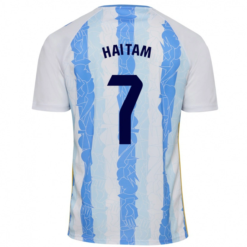Danxen Mænd Haitam Abaida #7 Hvid Blå Hjemmebane Spillertrøjer 2024/25 Trøje T-Shirt