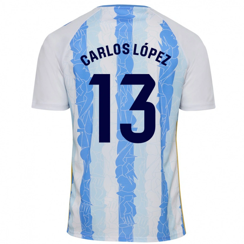 Danxen Mænd Carlos López #13 Hvid Blå Hjemmebane Spillertrøjer 2024/25 Trøje T-Shirt