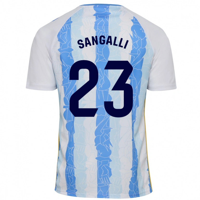 Danxen Mænd Luca Sangalli #23 Hvid Blå Hjemmebane Spillertrøjer 2024/25 Trøje T-Shirt