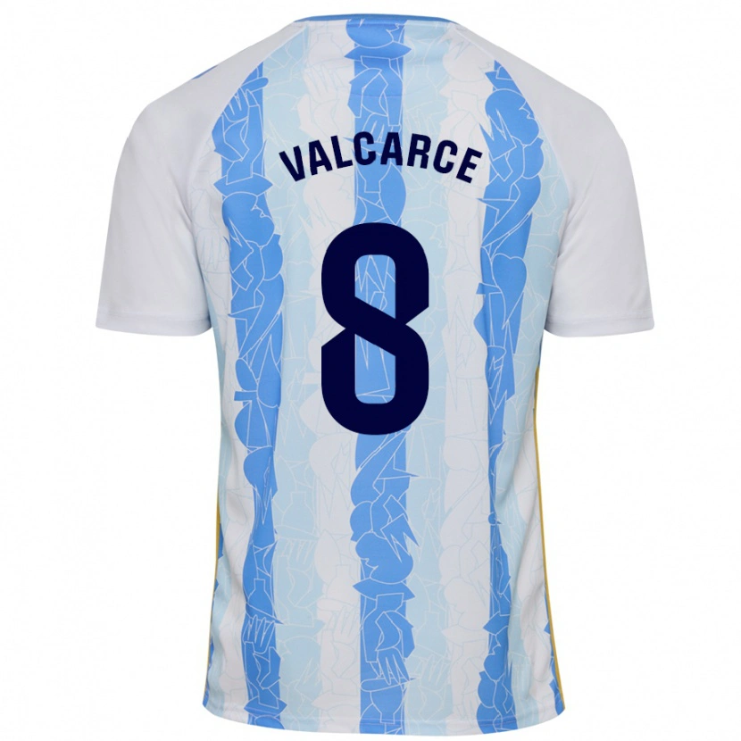 Danxen Mænd Alejandro Valcarce #8 Hvid Blå Hjemmebane Spillertrøjer 2024/25 Trøje T-Shirt