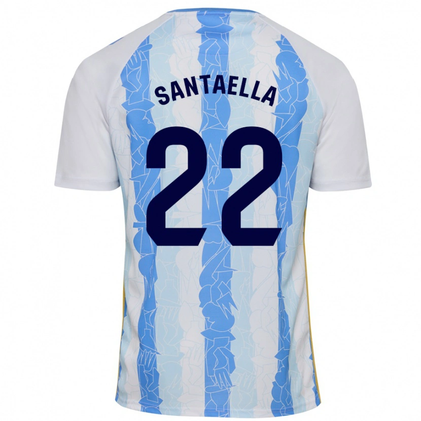 Danxen Mænd Miguel Ángel Santaella #22 Hvid Blå Hjemmebane Spillertrøjer 2024/25 Trøje T-Shirt