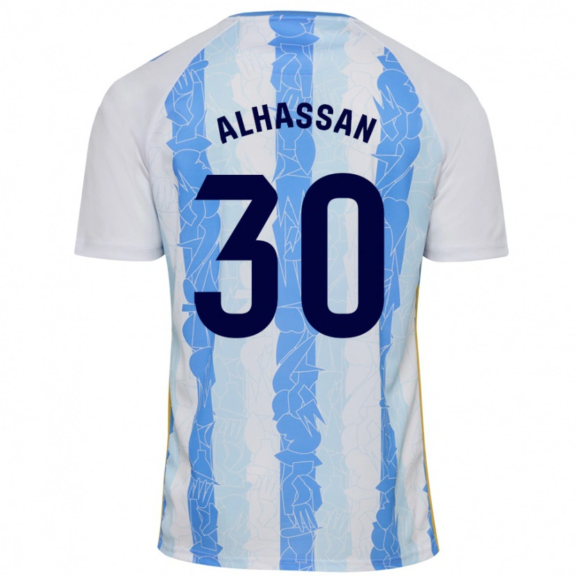 Danxen Mænd Mubarak Alhassan #30 Hvid Blå Hjemmebane Spillertrøjer 2024/25 Trøje T-Shirt