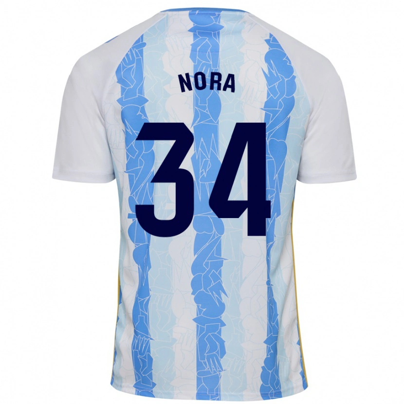 Danxen Mænd Nora #34 Hvid Blå Hjemmebane Spillertrøjer 2024/25 Trøje T-Shirt