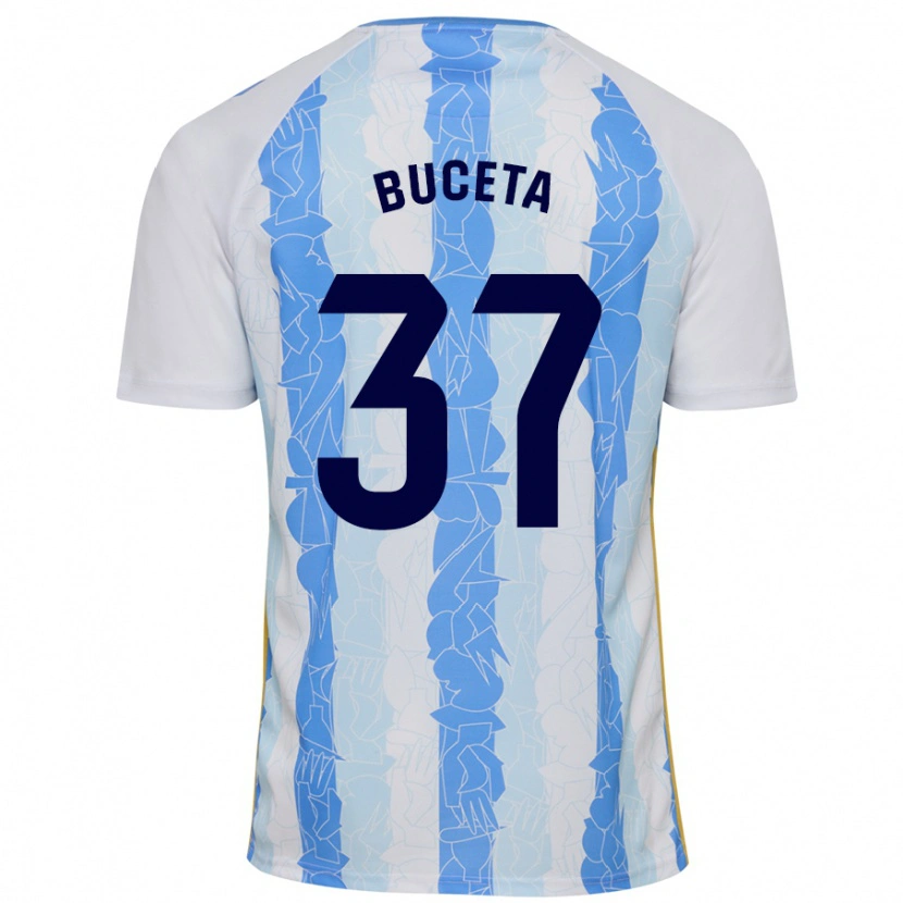 Danxen Mænd Ana Buceta #37 Hvid Blå Hjemmebane Spillertrøjer 2024/25 Trøje T-Shirt