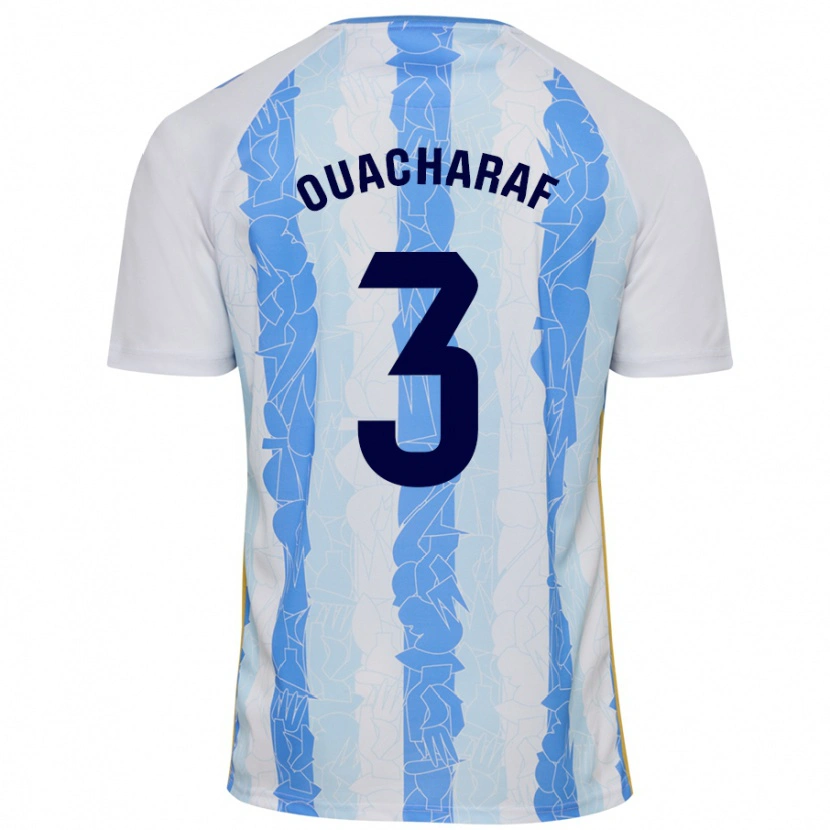 Danxen Mænd Bilal Ouacharaf #3 Hvid Blå Hjemmebane Spillertrøjer 2024/25 Trøje T-Shirt