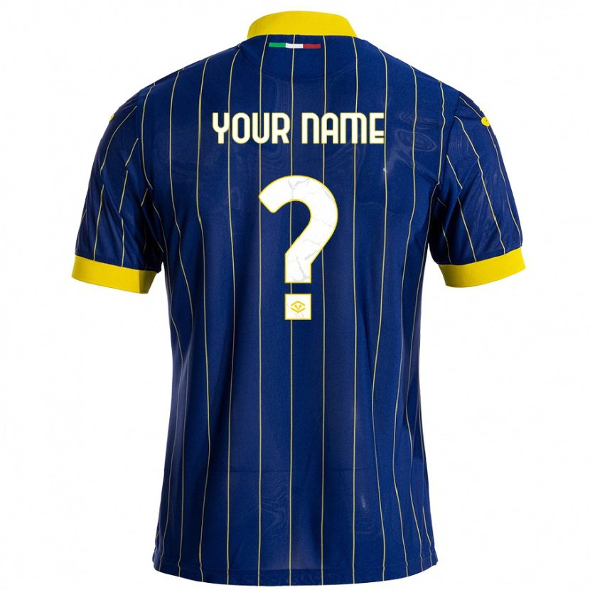 Danxen Mænd Dit Navn #0 Blå Gul Hjemmebane Spillertrøjer 2024/25 Trøje T-Shirt