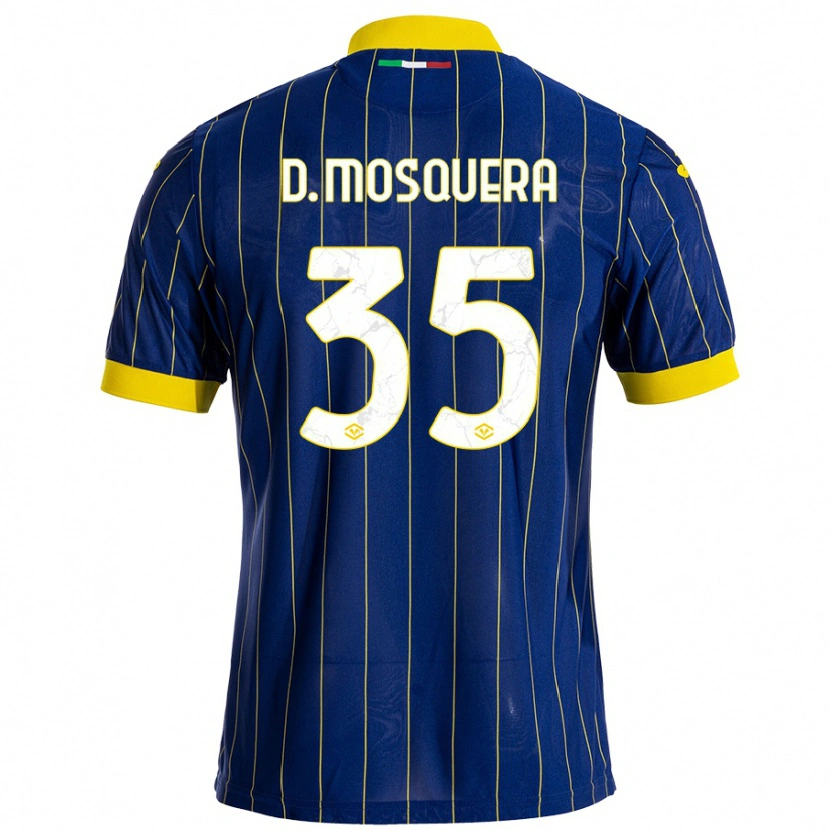 Danxen Mænd Daniel Mosquera #35 Blå Gul Hjemmebane Spillertrøjer 2024/25 Trøje T-Shirt