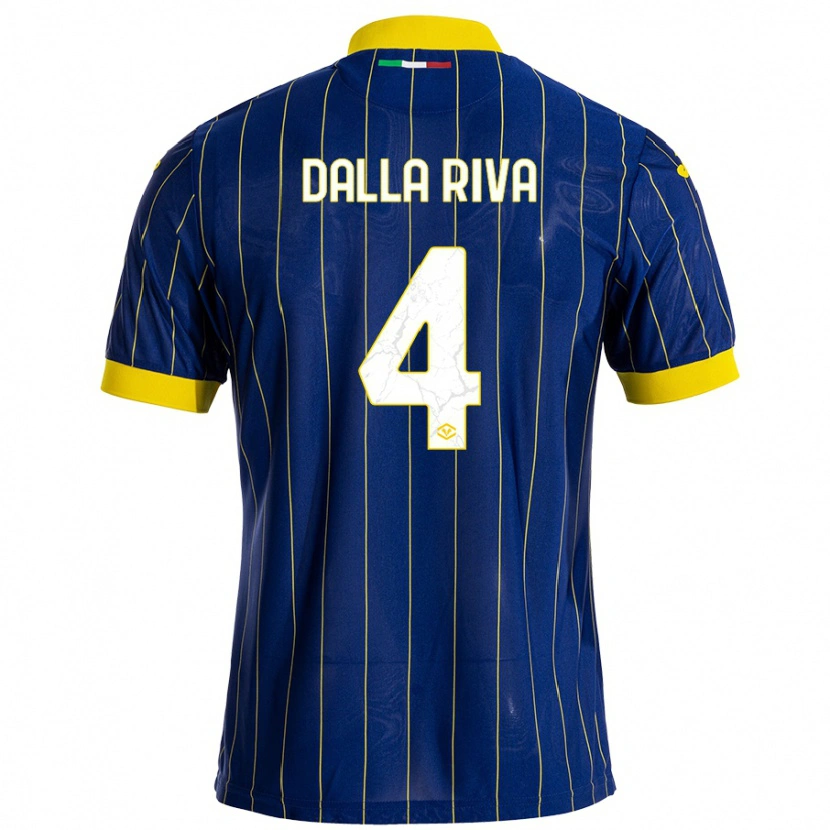 Danxen Mænd Stefano Dalla Riva #4 Blå Gul Hjemmebane Spillertrøjer 2024/25 Trøje T-Shirt