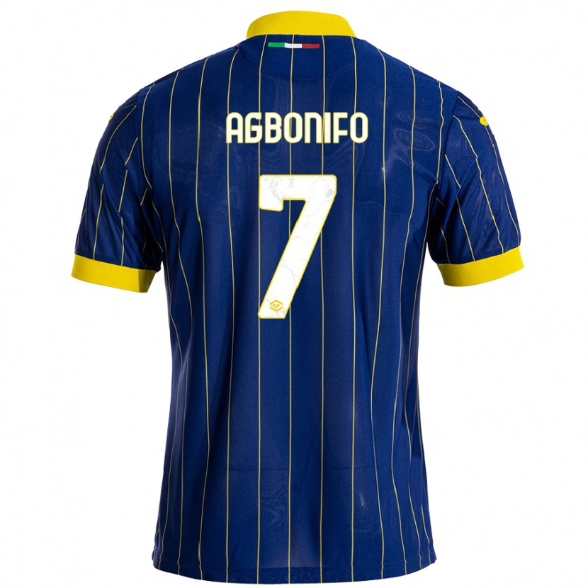 Danxen Mænd Richi Agbonifo #7 Blå Gul Hjemmebane Spillertrøjer 2024/25 Trøje T-Shirt