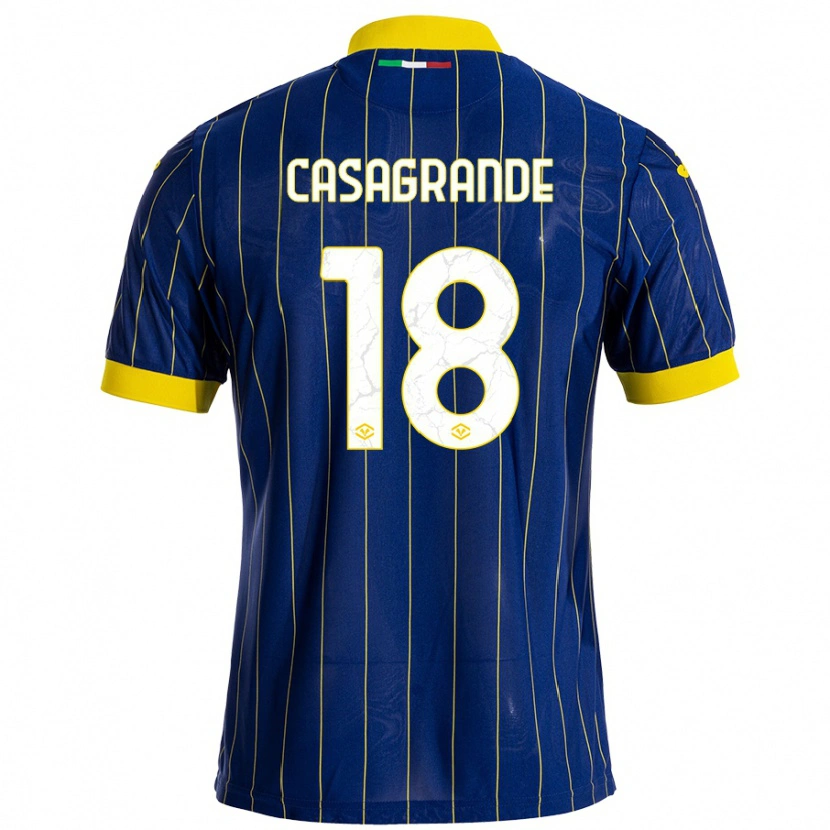 Danxen Mænd Davide Casagrande #18 Blå Gul Hjemmebane Spillertrøjer 2024/25 Trøje T-Shirt