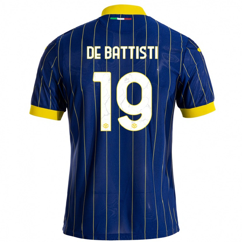 Danxen Mænd Davide De Battisti #19 Blå Gul Hjemmebane Spillertrøjer 2024/25 Trøje T-Shirt