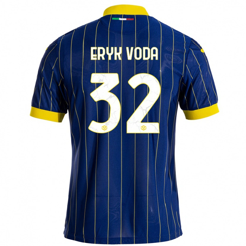 Danxen Mænd Andrei Eryk Voda #32 Blå Gul Hjemmebane Spillertrøjer 2024/25 Trøje T-Shirt