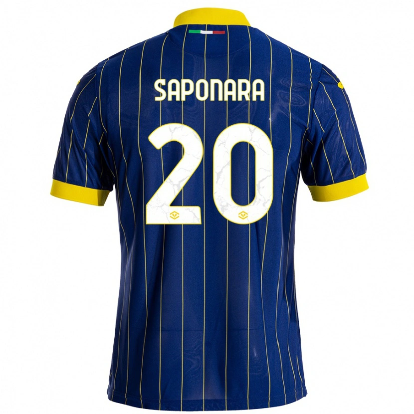 Danxen Mænd Riccardo Saponara #20 Blå Gul Hjemmebane Spillertrøjer 2024/25 Trøje T-Shirt