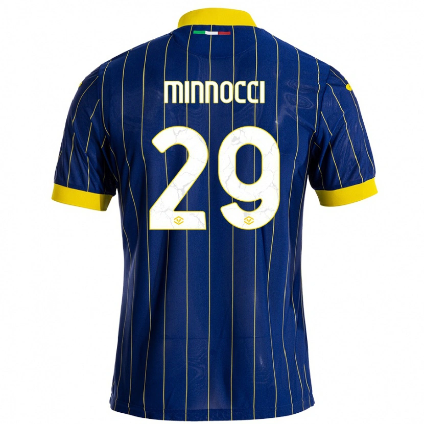 Danxen Mænd Valerio Minnocci #29 Blå Gul Hjemmebane Spillertrøjer 2024/25 Trøje T-Shirt