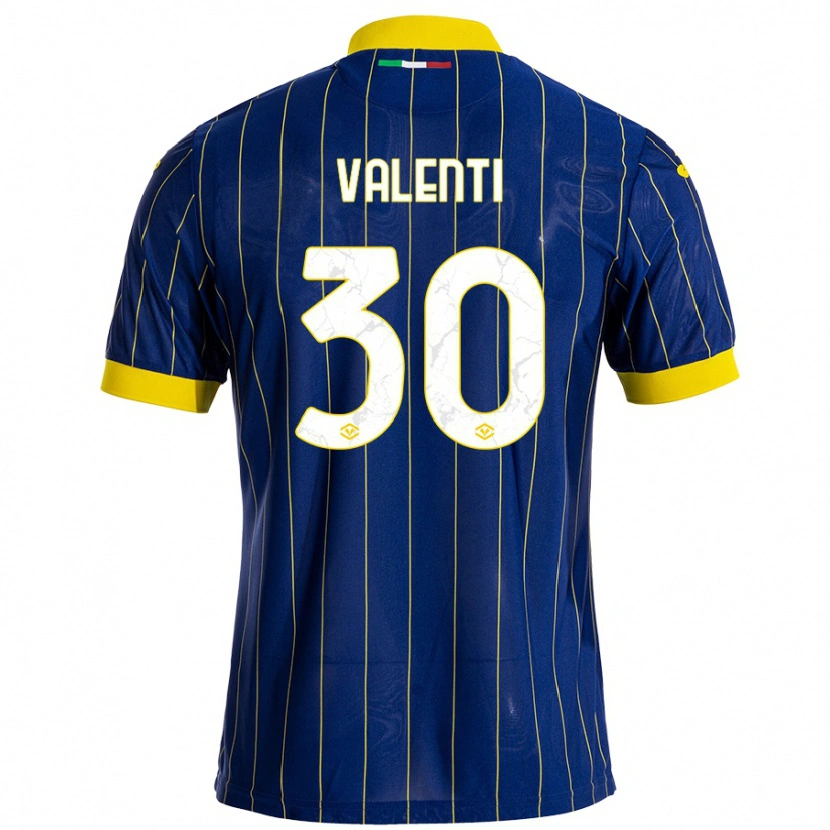 Danxen Mænd Francesco Valenti #30 Blå Gul Hjemmebane Spillertrøjer 2024/25 Trøje T-Shirt
