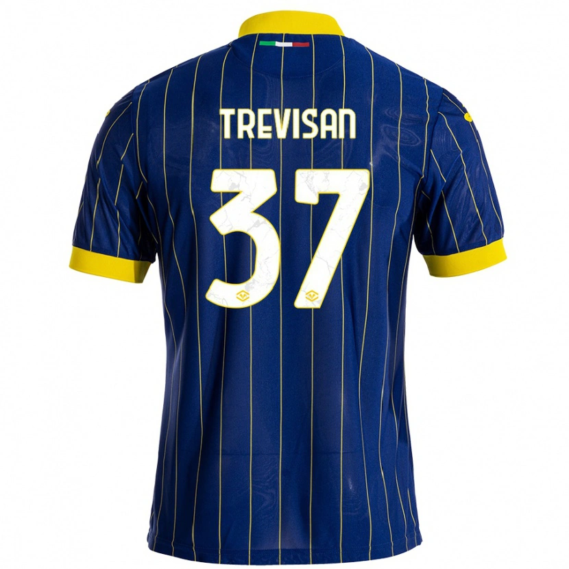 Danxen Mænd Michael Trevisan #37 Blå Gul Hjemmebane Spillertrøjer 2024/25 Trøje T-Shirt