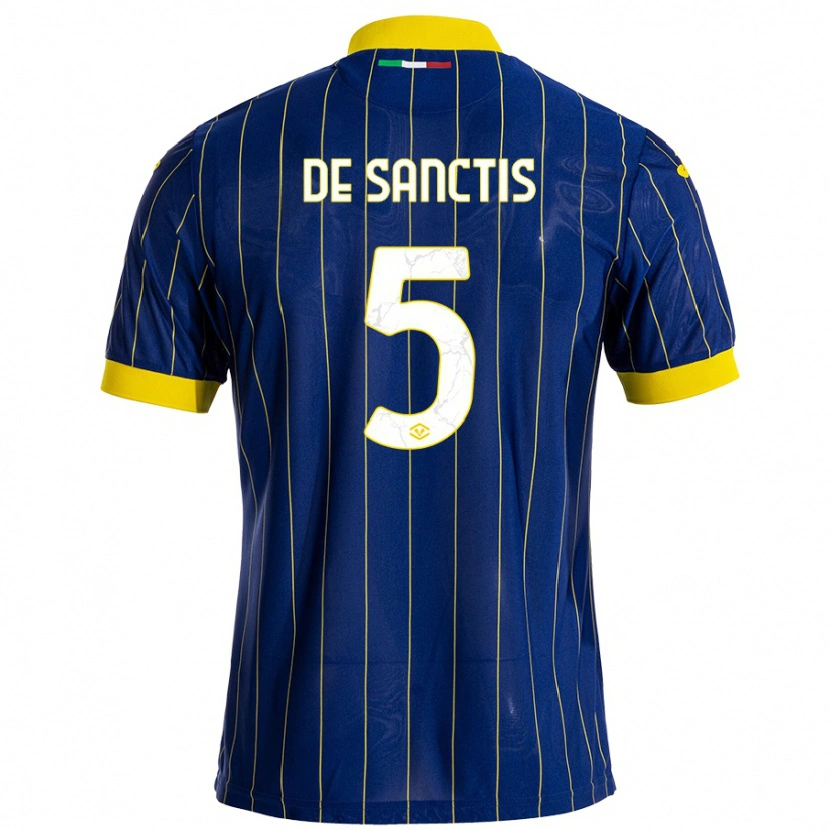 Danxen Mænd Aurora De Sanctis #5 Blå Gul Hjemmebane Spillertrøjer 2024/25 Trøje T-Shirt