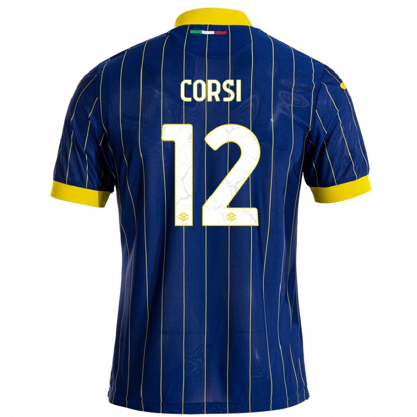Danxen Mænd Sara Corsi #12 Blå Gul Hjemmebane Spillertrøjer 2024/25 Trøje T-Shirt
