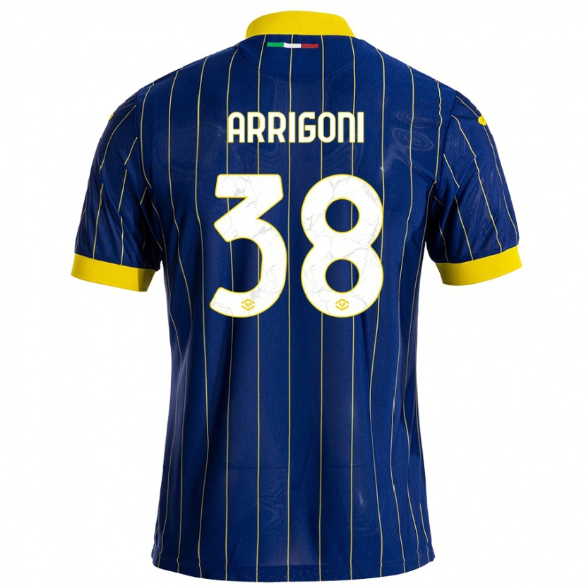 Danxen Mænd Arrigoni #38 Blå Gul Hjemmebane Spillertrøjer 2024/25 Trøje T-Shirt