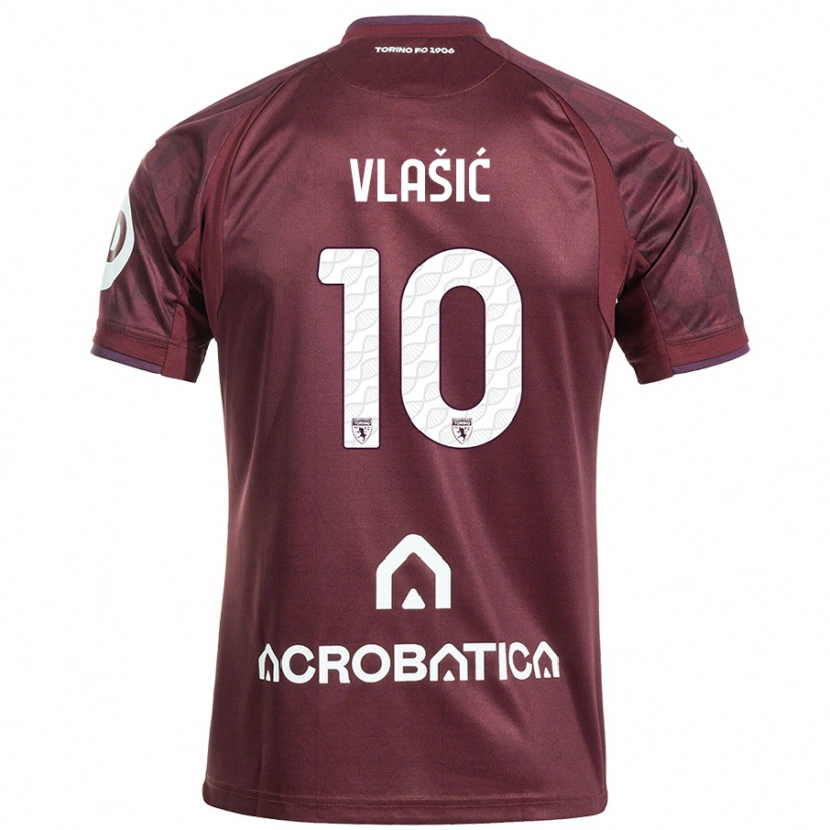 Danxen Mænd Nikola Vlašić #10 Rødbrun Hvid Hjemmebane Spillertrøjer 2024/25 Trøje T-Shirt