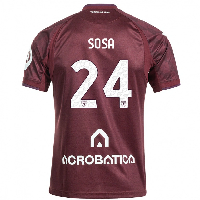 Danxen Mænd Borna Sosa #24 Rødbrun Hvid Hjemmebane Spillertrøjer 2024/25 Trøje T-Shirt