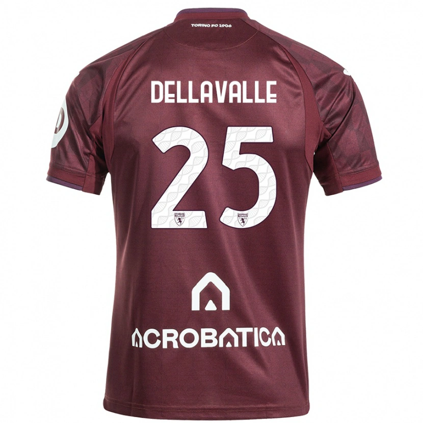 Danxen Mænd Alessandro Dellavalle #25 Rødbrun Hvid Hjemmebane Spillertrøjer 2024/25 Trøje T-Shirt