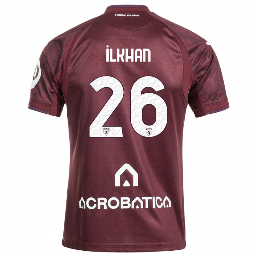 Danxen Mænd Emirhan İlkhan #26 Rødbrun Hvid Hjemmebane Spillertrøjer 2024/25 Trøje T-Shirt
