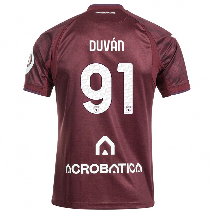 Danxen Mænd Duván Zapata #91 Rødbrun Hvid Hjemmebane Spillertrøjer 2024/25 Trøje T-Shirt