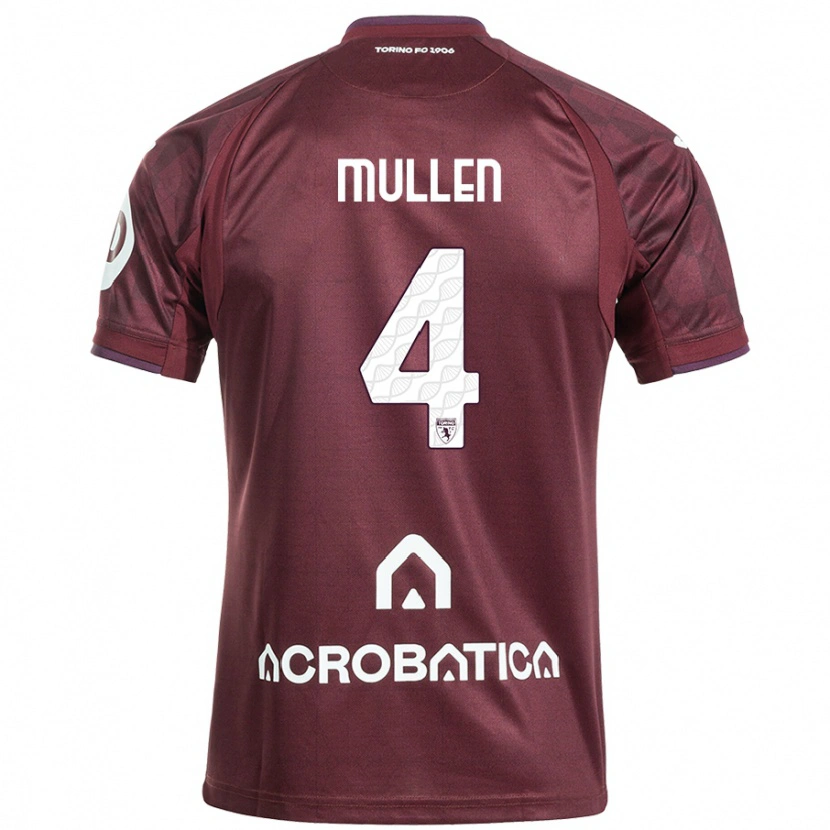 Danxen Mænd Senan Mullen #4 Rødbrun Hvid Hjemmebane Spillertrøjer 2024/25 Trøje T-Shirt