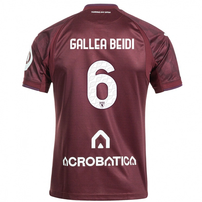 Danxen Mænd Francesco Gallea Beidi #6 Rødbrun Hvid Hjemmebane Spillertrøjer 2024/25 Trøje T-Shirt