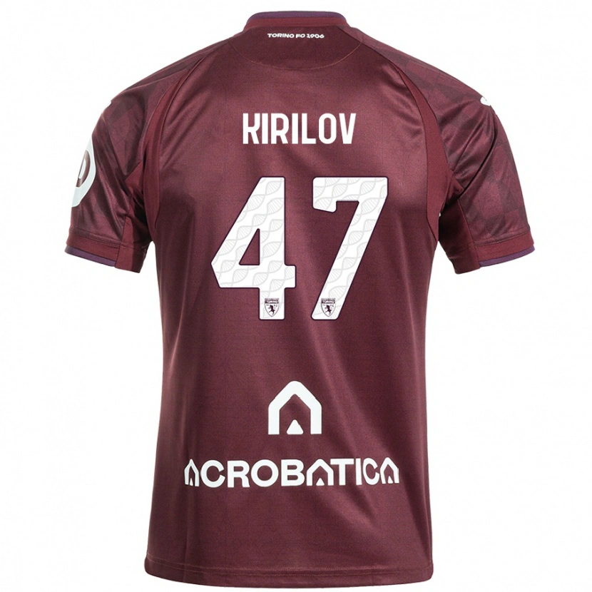 Danxen Mænd Martin Kirilov #47 Rødbrun Hvid Hjemmebane Spillertrøjer 2024/25 Trøje T-Shirt