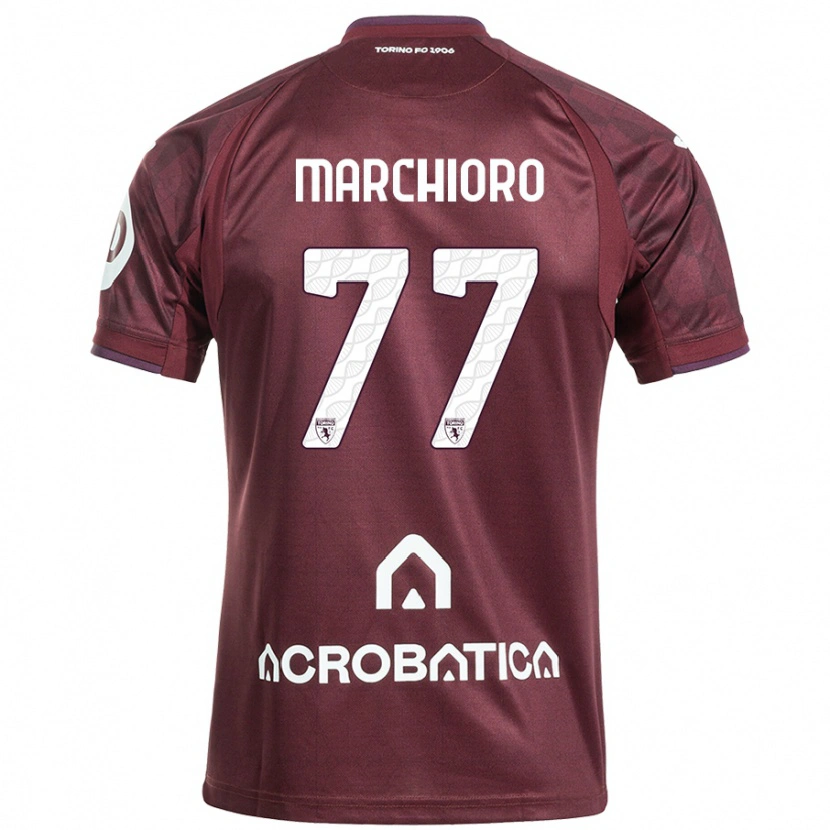 Danxen Mænd Raffaele Marchioro #77 Rødbrun Hvid Hjemmebane Spillertrøjer 2024/25 Trøje T-Shirt