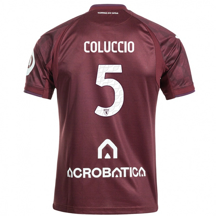 Danxen Mænd Francesca Coluccio #5 Rødbrun Hvid Hjemmebane Spillertrøjer 2024/25 Trøje T-Shirt