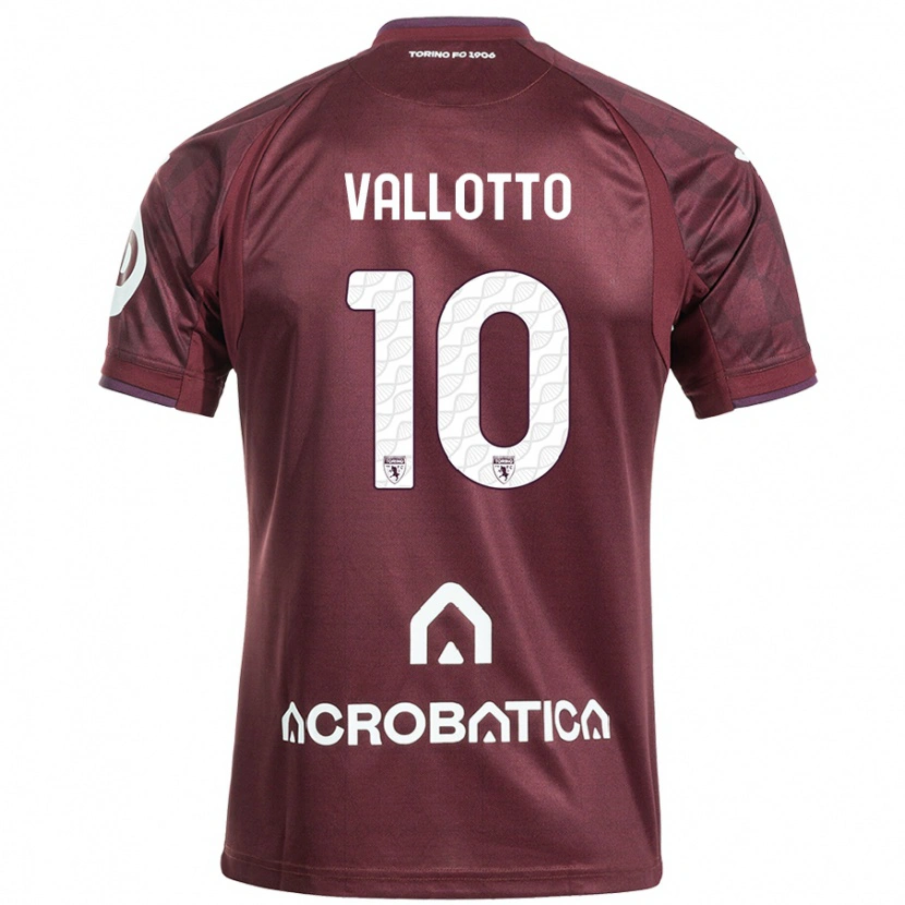 Danxen Mænd Greta Vallotto #10 Rødbrun Hvid Hjemmebane Spillertrøjer 2024/25 Trøje T-Shirt