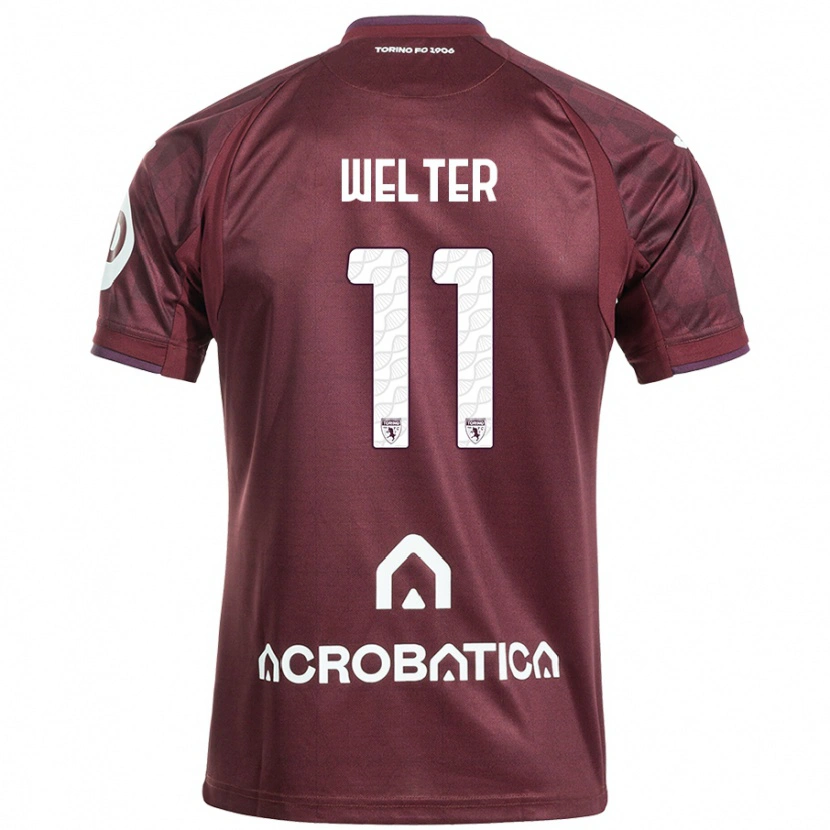 Danxen Mænd Francesca Welter #11 Rødbrun Hvid Hjemmebane Spillertrøjer 2024/25 Trøje T-Shirt