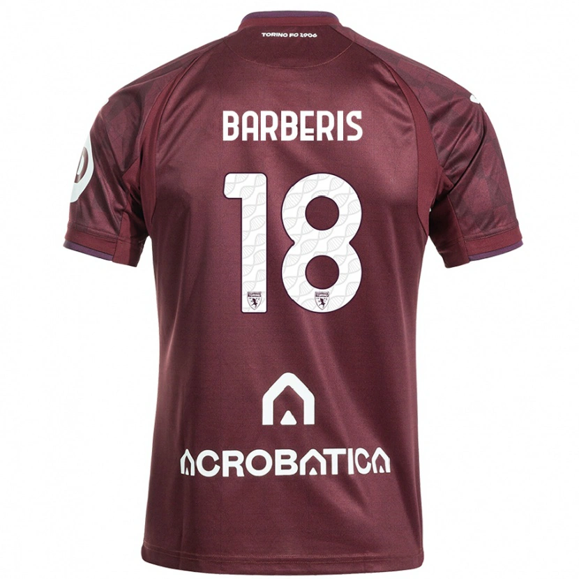 Danxen Mænd Laura Barberis #18 Rødbrun Hvid Hjemmebane Spillertrøjer 2024/25 Trøje T-Shirt