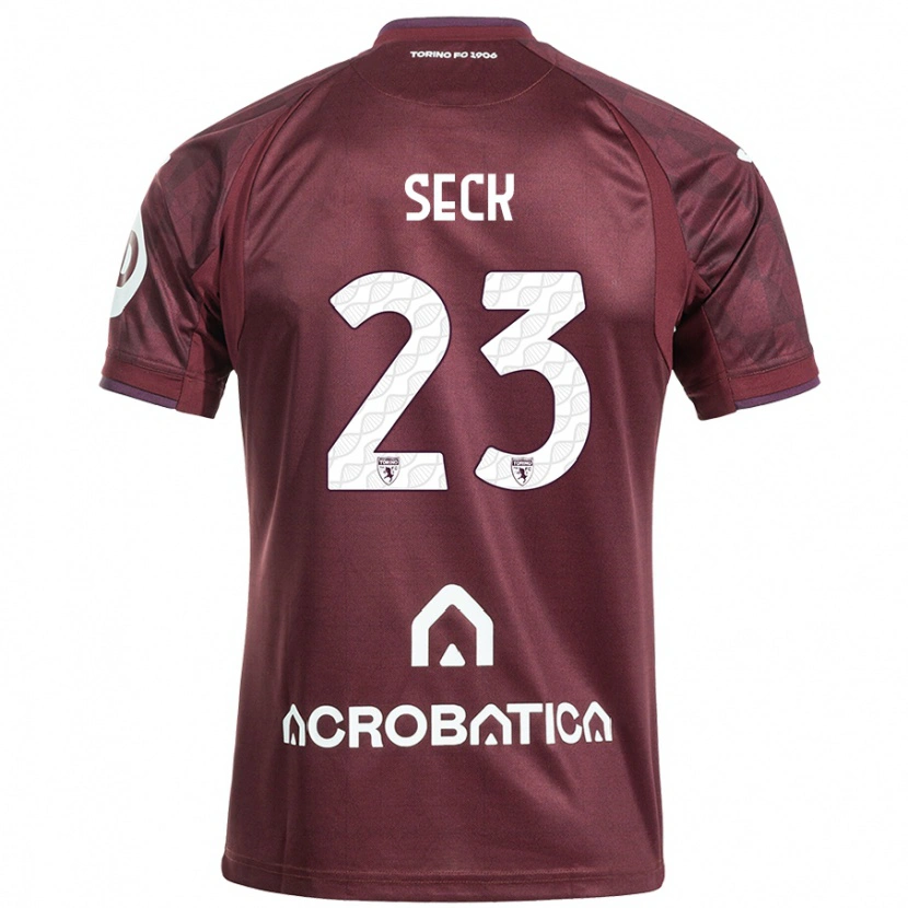 Danxen Mænd Demba Seck #23 Rødbrun Hvid Hjemmebane Spillertrøjer 2024/25 Trøje T-Shirt