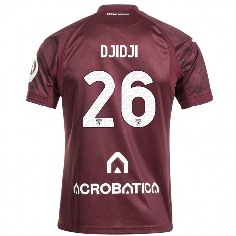 Danxen Mænd Koffi Djidji #26 Rødbrun Hvid Hjemmebane Spillertrøjer 2024/25 Trøje T-Shirt