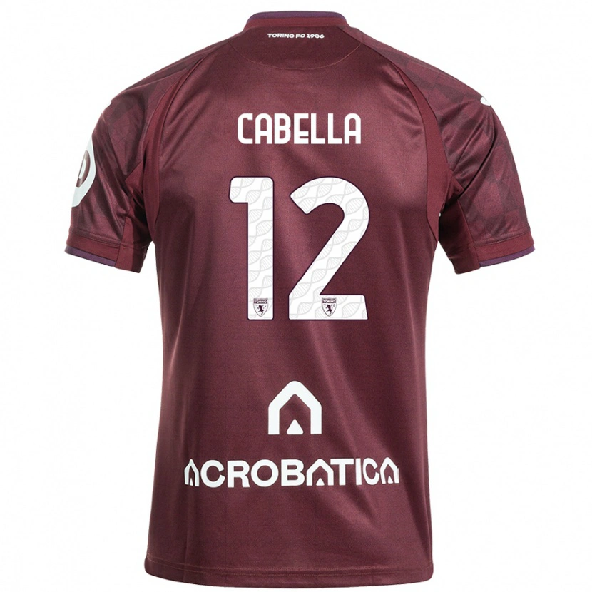 Danxen Mænd Matteo Cabella #12 Rødbrun Hvid Hjemmebane Spillertrøjer 2024/25 Trøje T-Shirt
