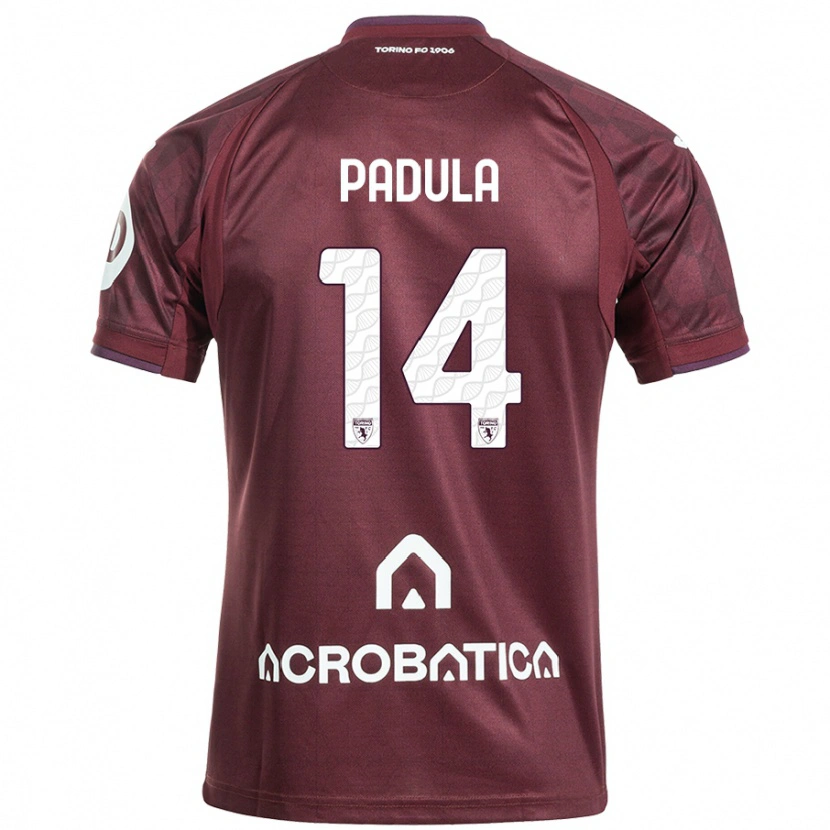 Danxen Mænd Cristian Padula #14 Rødbrun Hvid Hjemmebane Spillertrøjer 2024/25 Trøje T-Shirt