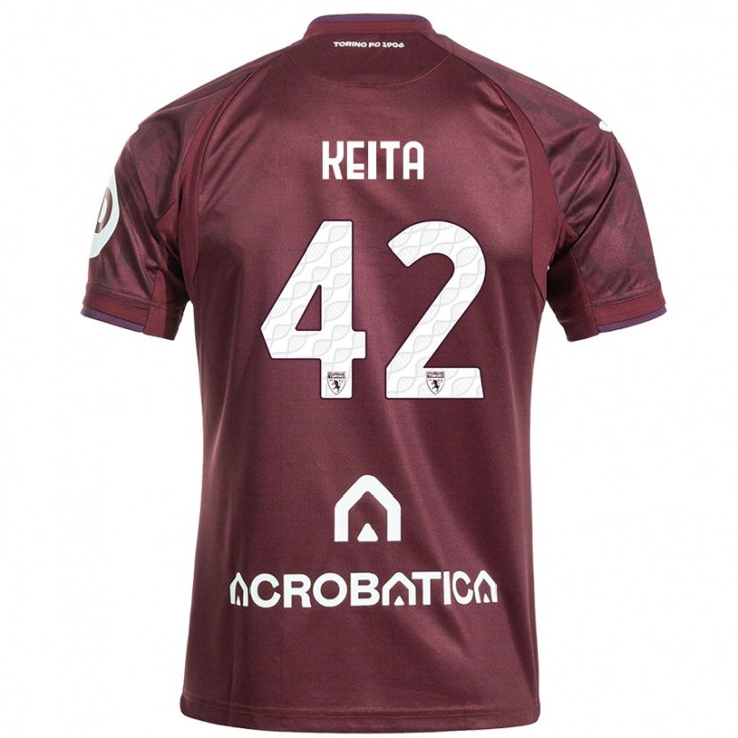 Danxen Mænd Karamoko Keita #42 Rødbrun Hvid Hjemmebane Spillertrøjer 2024/25 Trøje T-Shirt