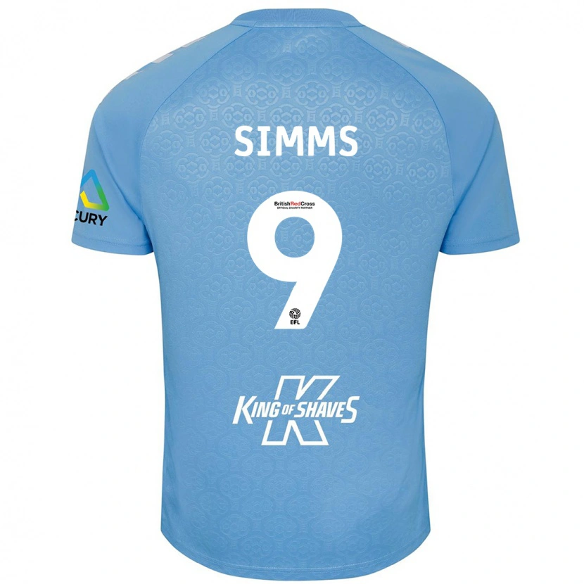 Danxen Mænd Ellis Simms #9 Blå Hvid Hjemmebane Spillertrøjer 2024/25 Trøje T-Shirt