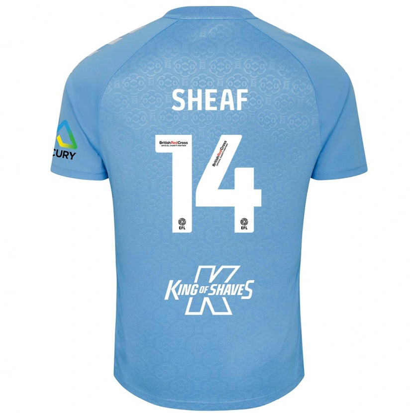 Danxen Mænd Ben Sheaf #14 Blå Hvid Hjemmebane Spillertrøjer 2024/25 Trøje T-Shirt