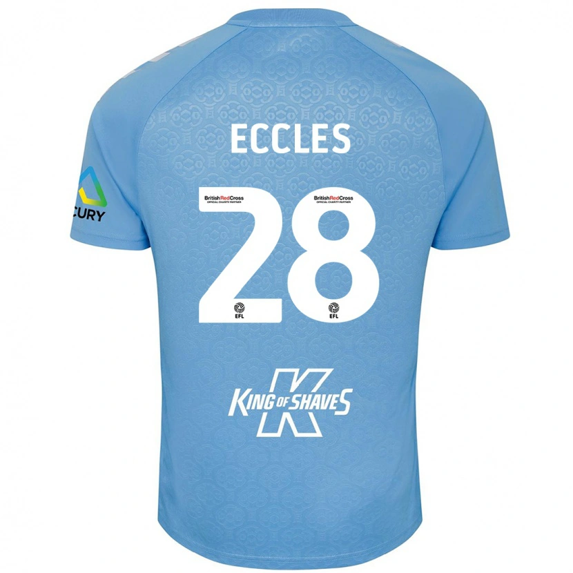 Danxen Mænd Josh Eccles #28 Blå Hvid Hjemmebane Spillertrøjer 2024/25 Trøje T-Shirt