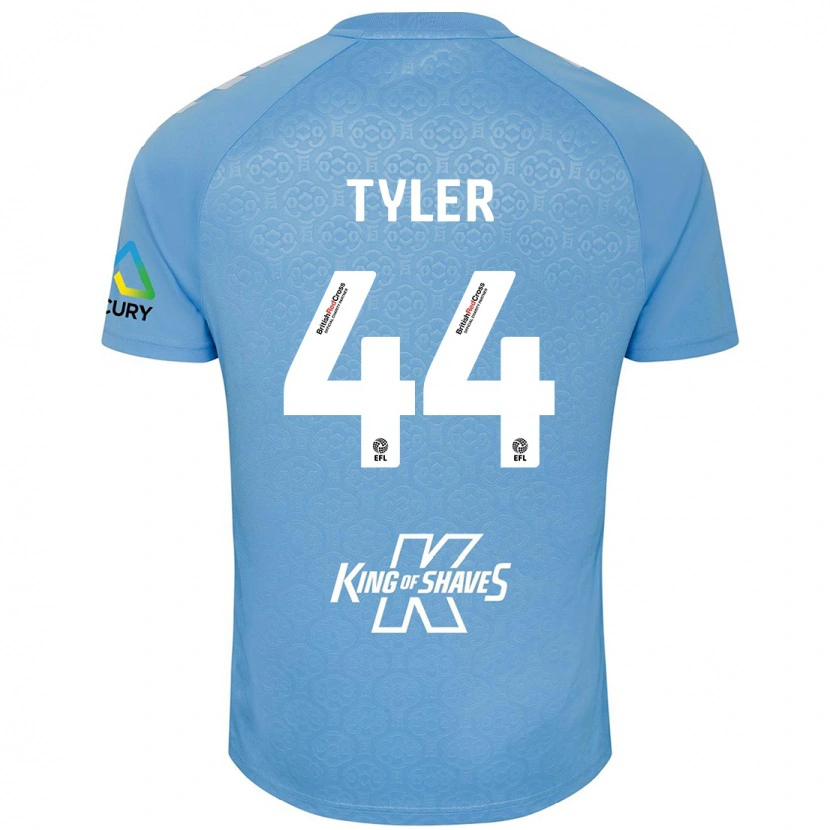 Danxen Mænd Cian Tyler #44 Blå Hvid Hjemmebane Spillertrøjer 2024/25 Trøje T-Shirt