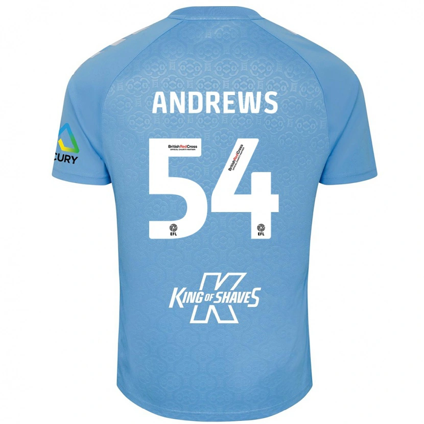 Danxen Mænd Kai Andrews #54 Blå Hvid Hjemmebane Spillertrøjer 2024/25 Trøje T-Shirt
