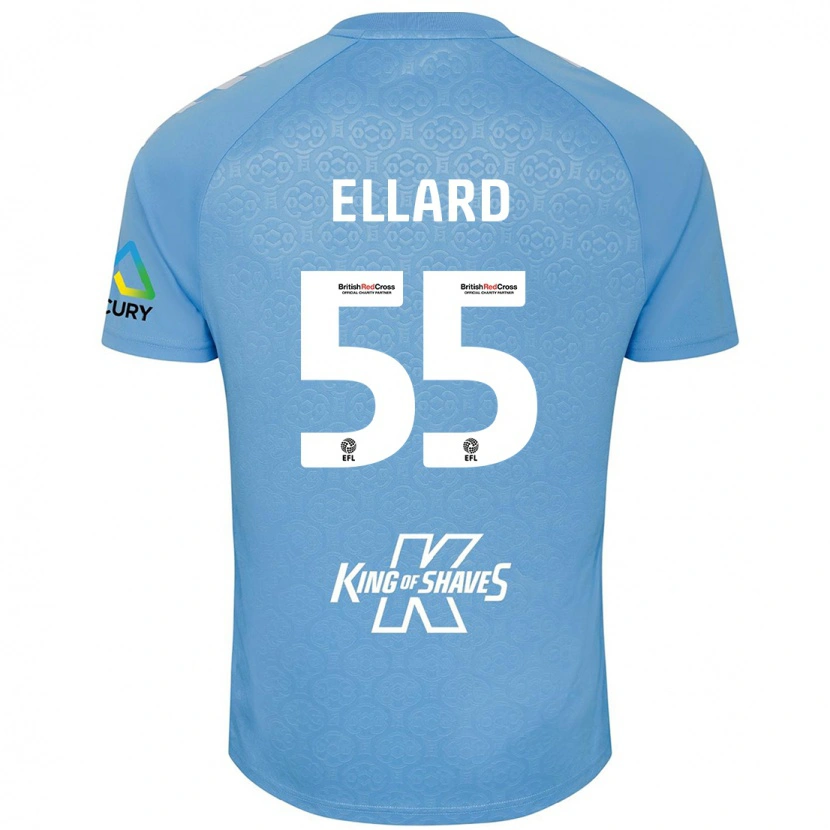Danxen Mænd Aston Ellard #55 Blå Hvid Hjemmebane Spillertrøjer 2024/25 Trøje T-Shirt