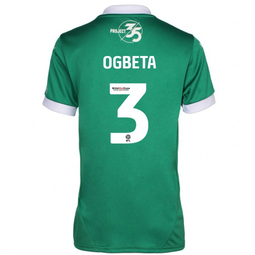 Danxen Mænd Nathanael Ogbeta #3 Grøn Hvid Hjemmebane Spillertrøjer 2024/25 Trøje T-Shirt